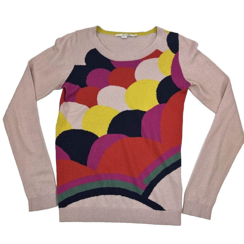 Boden Cloudspotter Sweater Pink Crewneck Lightweight Wool Cotton Fun Womens 2